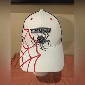 Spiderwire Mens Fishing Hat White Black Red OSFM Outdoor Cap StrapBack NWT